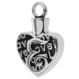 Maxbell Stainless Steel Cremation Pendants for Ashes Pet Urn Hollow Hear Silver Tone