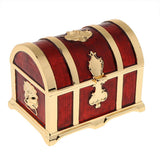 Maxbell Rectangle Vintage Soft Enamel Treasure Chest Trinket Jewelry Box Case Red