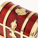 Maxbell Rectangle Vintage Soft Enamel Treasure Chest Trinket Jewelry Box Case Red