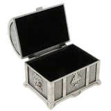 Maxbell Rectangle Vintage Metal Treasure Chest Trinket Jewellery Box Antique Silver