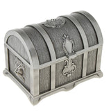 Maxbell Rectangle Vintage Metal Treasure Chest Trinket Jewellery Box Antique Silver