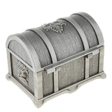 Maxbell Rectangle Vintage Metal Treasure Chest Trinket Jewellery Box Antique Silver