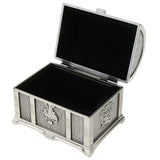 Maxbell Rectangle Vintage Metal Treasure Chest Trinket Jewellery Box Antique Silver