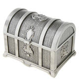 Maxbell Rectangle Vintage Metal Treasure Chest Trinket Jewellery Box Antique Silver