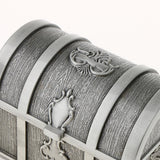 Maxbell Rectangle Vintage Metal Treasure Chest Trinket Jewellery Box Antique Silver