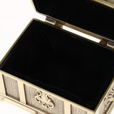 Maxbell Rectangle Vintage Metal Treasure Chest Trinket Jewellery Box Antique Brass