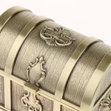 Maxbell Rectangle Vintage Metal Treasure Chest Trinket Jewellery Box Antique Brass