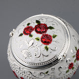 Maxbell Metal Jewelry Box with Lid Windproof Ashtray Home Decor Silver Rose