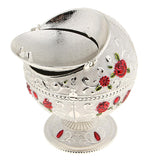 Maxbell Metal Jewelry Box with Lid Windproof Ashtray Home Decor Silver Rose