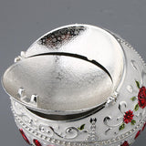 Maxbell Metal Jewelry Box with Lid Windproof Ashtray Home Decor Silver Rose