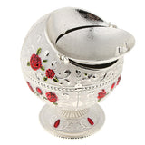 Maxbell Metal Jewelry Box with Lid Windproof Ashtray Home Decor Silver Rose