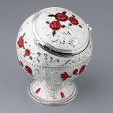 Maxbell Metal Jewelry Box with Lid Windproof Ashtray Home Decor Silver Rose