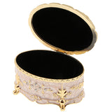 Maxbell Retro Enamel  European Style Oval Trinket Chest Jewelry Box Organizer Gold