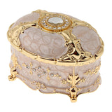 Maxbell Retro Enamel  European Style Oval Trinket Chest Jewelry Box Organizer Gold