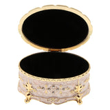 Maxbell Retro Enamel  European Style Oval Trinket Chest Jewelry Box Organizer Gold