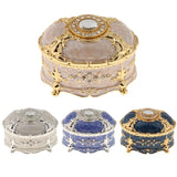 Maxbell Retro Enamel  European Style Oval Trinket Chest Jewelry Box Organizer Gold