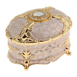 Maxbell Retro Enamel  European Style Oval Trinket Chest Jewelry Box Organizer Gold