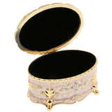 Maxbell Retro Enamel  European Style Oval Trinket Chest Jewelry Box Organizer Gold