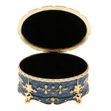 Maxbell Retro Enamel  European Style Oval Trinket Chest Jewelry Box Organizer Blue