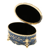 Maxbell Retro Enamel  European Style Oval Trinket Chest Jewelry Box Organizer Blue