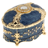 Maxbell Retro Enamel  European Style Oval Trinket Chest Jewelry Box Organizer Blue