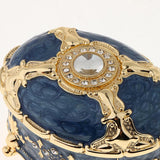 Maxbell Retro Enamel  European Style Oval Trinket Chest Jewelry Box Organizer Blue