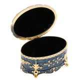 Maxbell Retro Enamel  European Style Oval Trinket Chest Jewelry Box Organizer Blue