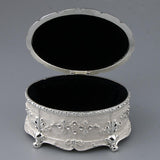 Maxbell Retro Enamel  European Style Oval Trinket Chest Jewelry Box Organizer White