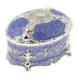 Maxbell Retro Enamel  European Style Oval Trinket Chest Jewelry Box Organizer Purple