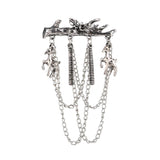 Maxbell Men's Branches with Deer Hanging Chain Brooch Pin Tassels Brooch Pin Silver