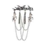 Maxbell Men's Branches with Deer Hanging Chain Brooch Pin Tassels Brooch Pin Silver