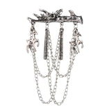 Maxbell Men's Branches with Deer Hanging Chain Brooch Pin Tassels Brooch Pin Silver