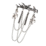 Maxbell Men's Branches with Deer Hanging Chain Brooch Pin Tassels Brooch Pin Silver