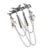 Maxbell Men's Branches with Deer Hanging Chain Brooch Pin Tassels Brooch Pin Silver