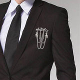 Maxbell Men's Branches with Deer Hanging Chain Brooch Pin Tassels Brooch Pin Silver