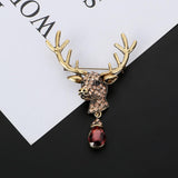 Maxbell Euro-American Suit Brooch Deer Head Water Drop Rhinestone Diamond Bronze