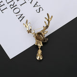 Maxbell Euro-American Suit Brooch Deer Head Water Drop Rhinestone Diamond Bronze