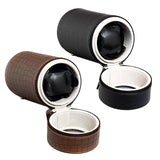 Maxbell Leather Cylindrical Automatic Watch Storage Silent Motor Watch Winder Black