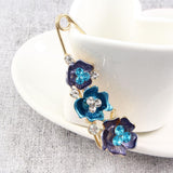 Maxbell Women's Crystal Rhinestone Camellia Flower Brooch Pin Golden Tone Red