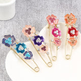 Maxbell Women's Crystal Rhinestone Camellia Flower Brooch Pin Golden Tone Red