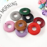 Maxbell 20 Pieces Color Wood Loop Beads DIY Earring Dangle Findings Pink