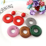 Maxbell 20 Pieces Color Wood Loop Beads DIY Earring Dangle Findings Pink