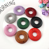 Maxbell 20 Pieces Color Wood Loop Beads DIY Earring Dangle Findings Pink
