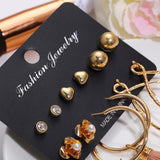 Max 6 Pairs Assorted Multiple Hoop Drop Dangle Long Tassel Earrings Set Type1