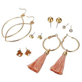 Max 6 Pairs Assorted Multiple Hoop Drop Dangle Long Tassel Earrings Set Type1