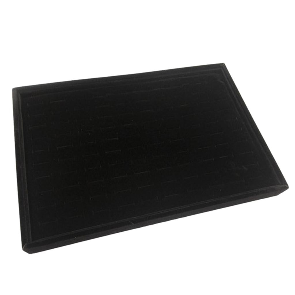 Max Velvet Ring Trays Pads for Jewelry Showcase Home Counter Organization Black