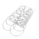 Max 6 Pairs Women Alloy Metal Dangle Large Hoop Circle Ear Studs Earrings Silver