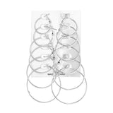 Max 6 Pairs Women Alloy Metal Dangle Large Hoop Circle Ear Studs Earrings Silver