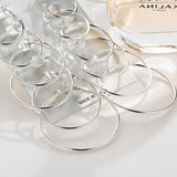 Max 6 Pairs Women Alloy Metal Dangle Large Hoop Circle Ear Studs Earrings Silver