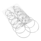 Max 6 Pairs Women Alloy Metal Dangle Large Hoop Circle Ear Studs Earrings Silver